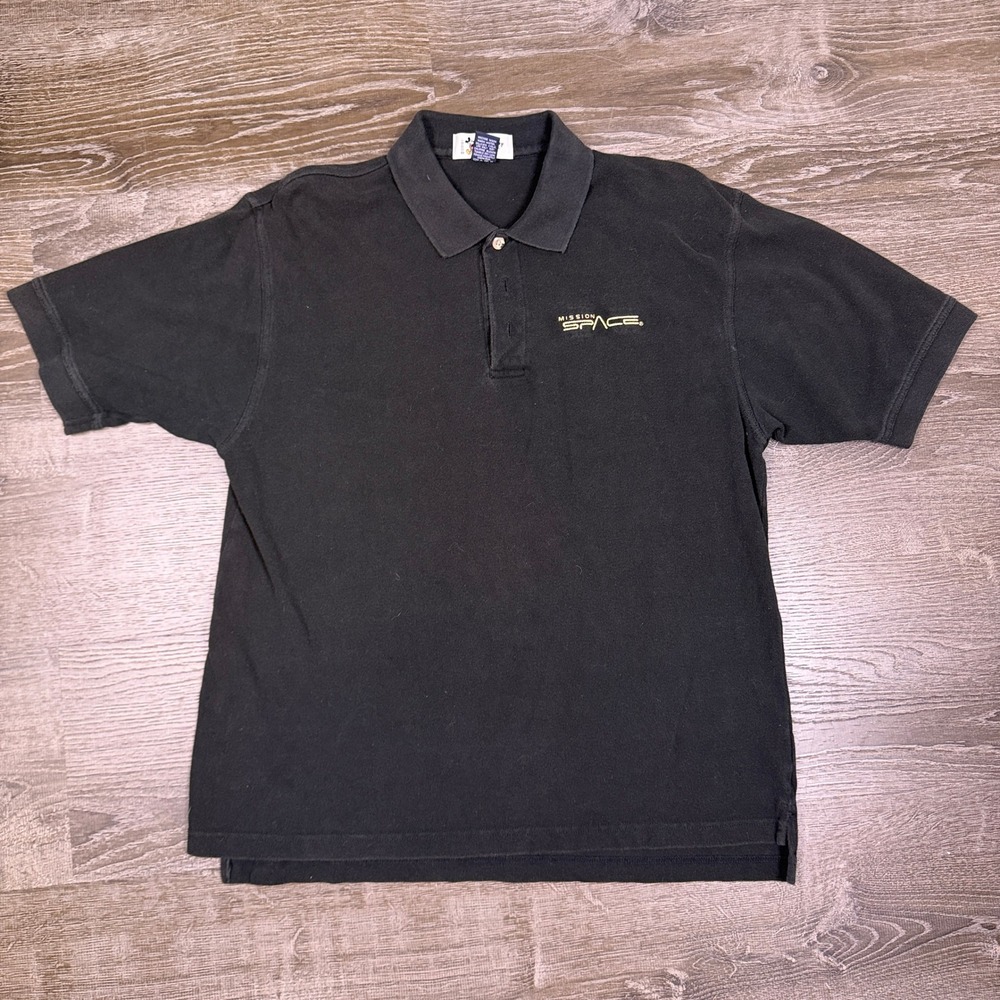 VTG Walt Disney World Mission Space Polo Shirt Mens Large Black Epcot Center